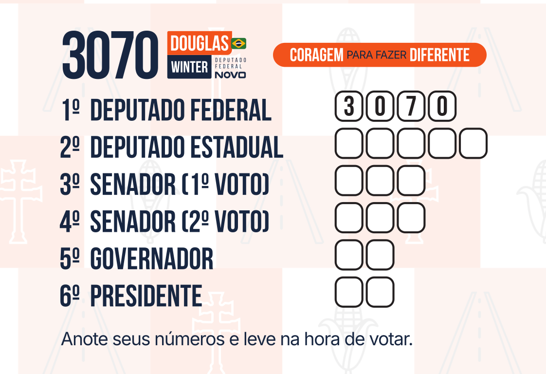 Colinha Douglas Winter 3070 — verso, com propostas